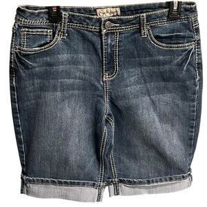 Earl Jeans Dark Blue Denim Bermudas 71% cotton